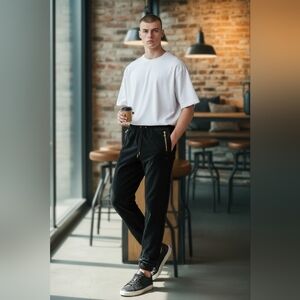 Adidas Velour Joggers Black Gold Zip Pockets Y2K Luxury Athleisure Primegreen M